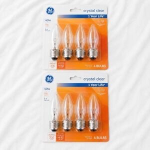 GE Crystal Clear 40W Decorative CA Type Light Bulbs 330 Lumens Chandelier 2 Pack